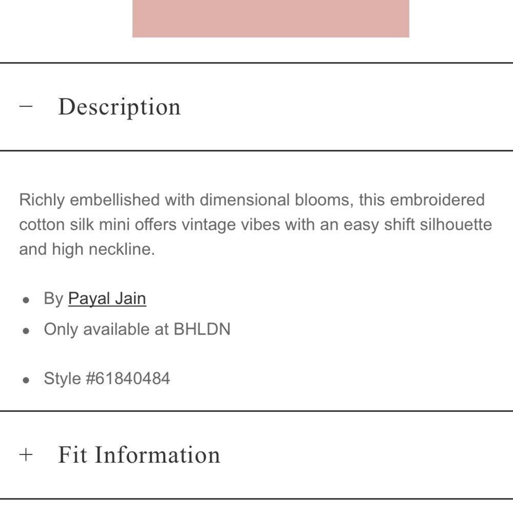 New BHLDN Anthropologie Payal Jain Archer Mini Dress - Picture 5 of 9